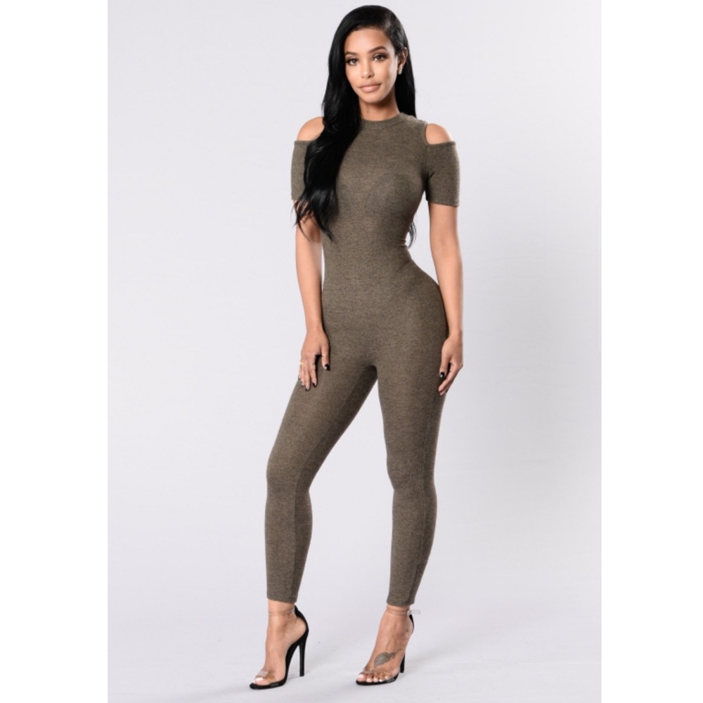 Fashion Nova - Up & Down My Spine Jumpsuit - Olive